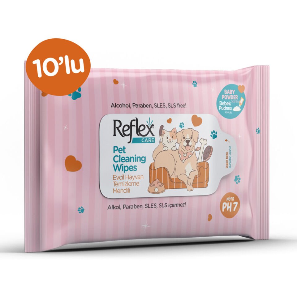 Reflex Kedi Ve Köpekler Için Çok Amaçlı Hijyenik Temizleme Mendili 10'lu