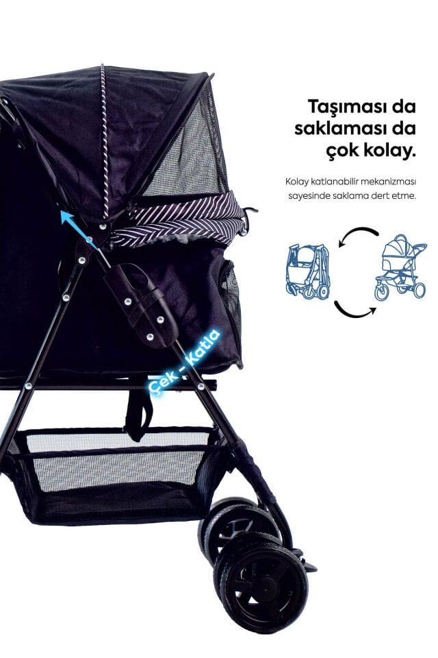 Showtime Kedi Ve Köpek Arabası Siyah 42x69.5x88 Cm