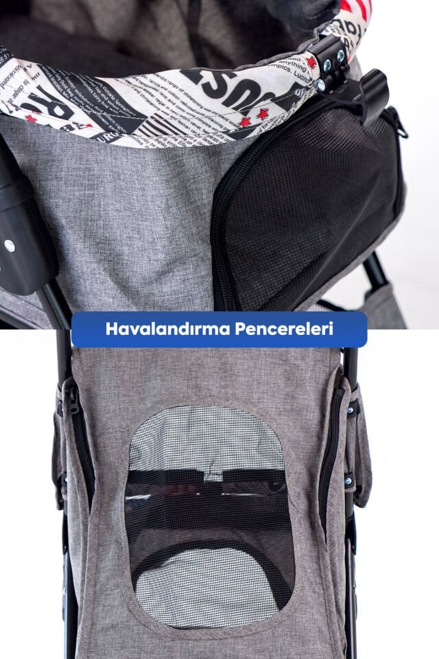 Showtime Kedi Köpek Arabası Gri 42X69,5X88 Cm