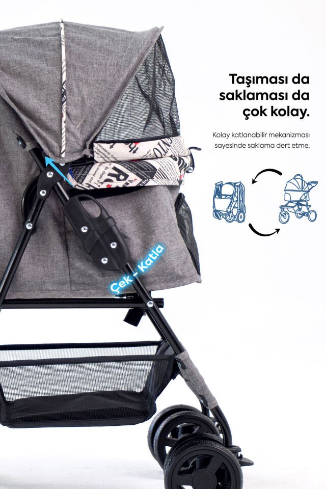 Showtime Kedi Köpek Arabası Gri 42X69,5X88 Cm