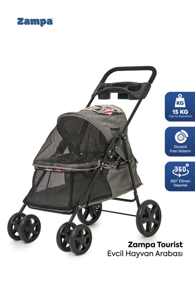 Sp01-g Tourist Kedi Ve Köpek Arabası Gri 46x85x91.5 Cm