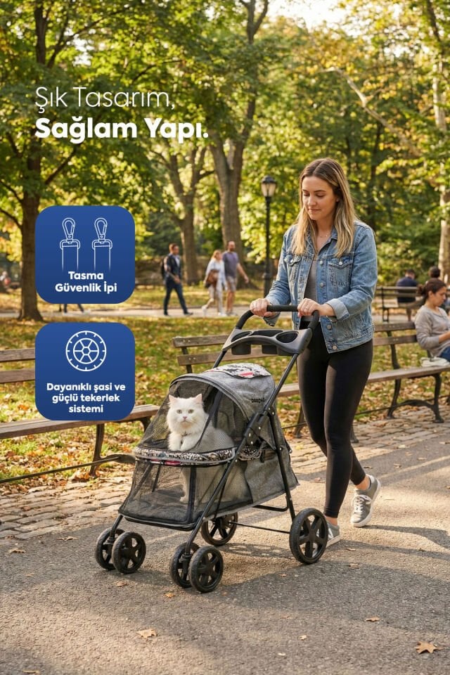 Sp01-g Tourist Kedi Ve Köpek Arabası Gri 46x85x91.5 Cm