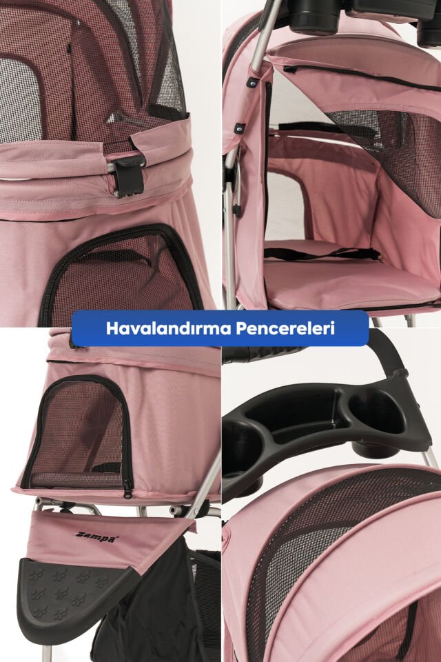 Triboro Kedi & Köpek Arabası Pembe, 45x80x90cm