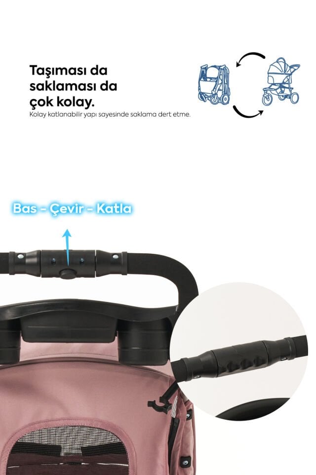 Triboro Kedi & Köpek Arabası Pembe, 45x80x90cm