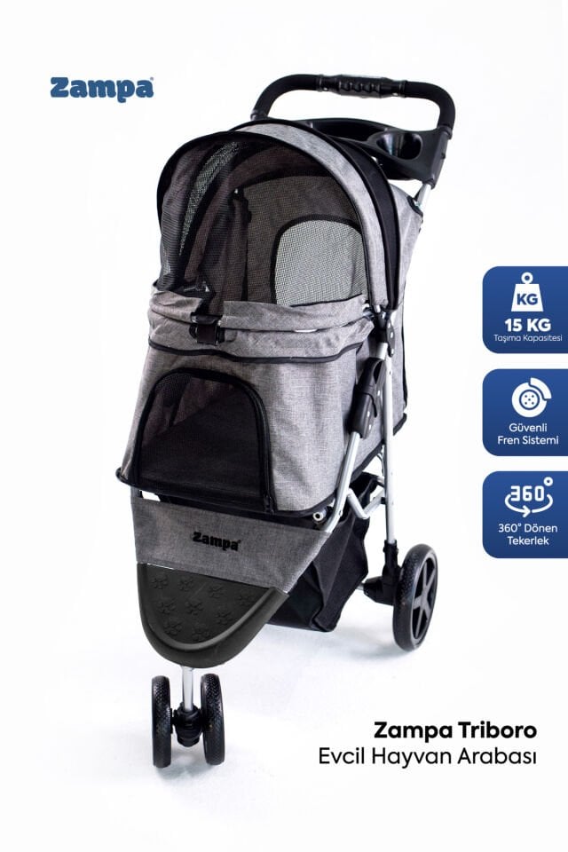 Triboro Kedi Köpek Puseti Gri 45x80x90cm