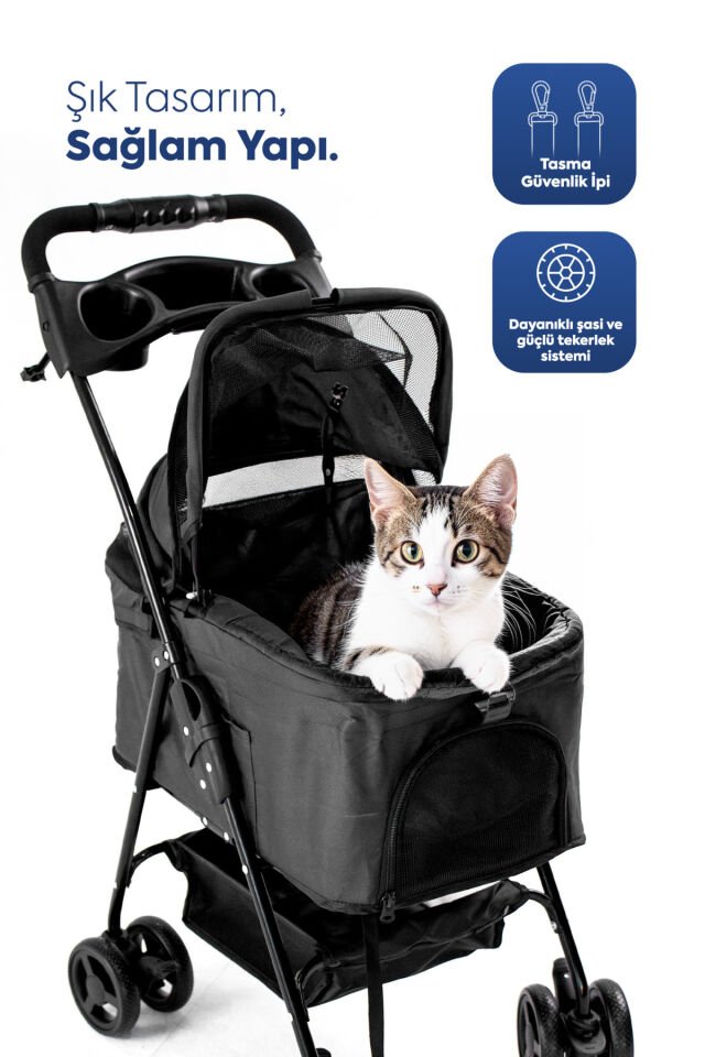 Verstappen Kedi Köpek Arabası 45x64x96cm Siyah