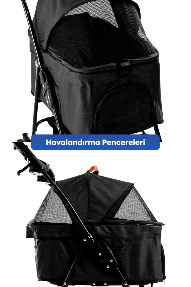 Verstappen Kedi Köpek Arabası 45x64x96cm Siyah