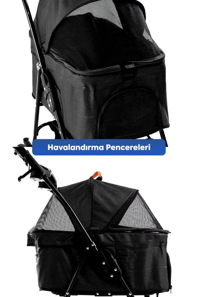 Verstappen Kedi Köpek Arabası 45x64x96cm Siyah