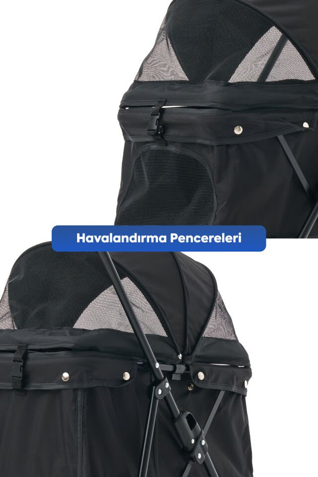 Flux Kedi & Köpek Arabası Siyah 45×63×93 cm