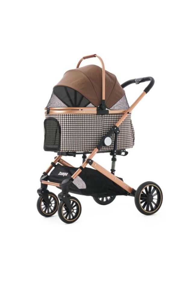 Vector Kedi & Köpek Arabası Kahverengi - 20 kg Taşıma Kapasiteli Premium Puset