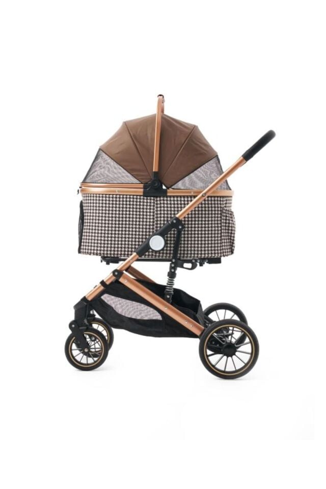 Vector Kedi & Köpek Arabası Kahverengi - 20 kg Taşıma Kapasiteli Premium Puset