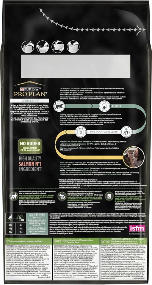 Pro Plan LiveClear Alerjen Azaltan Somonlu Kısırlaştırılmış Kedi Maması 1,4kg