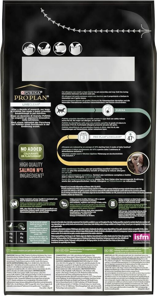 Pro Plan LiveClear Alerjen Azaltan Somonlu Kısırlaştırılmış Kedi Maması 1,4kg