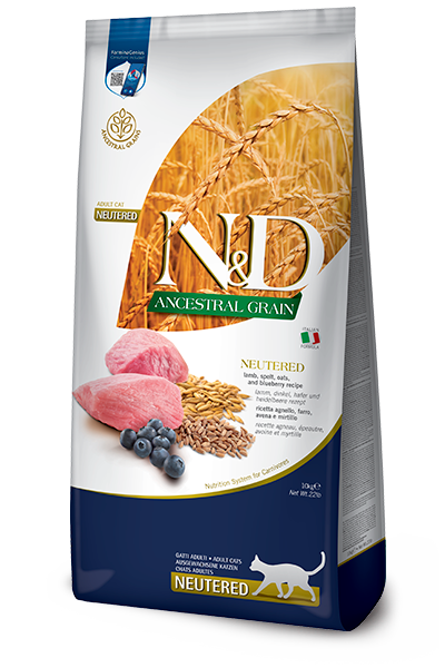 ND Ancestral Grain Düşük Tahıllı Kuzu Eti ve Yaban Mersinli Kısırlaştırılmış Kedi Maması 10kg