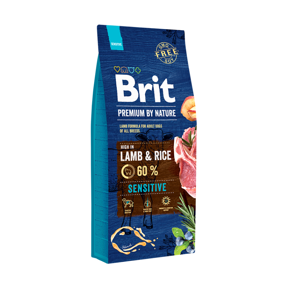 Brit Premium by Nature Kuzu Etli Ve Pirinçli Hassas Yetişkin Köpek Maması 15kg