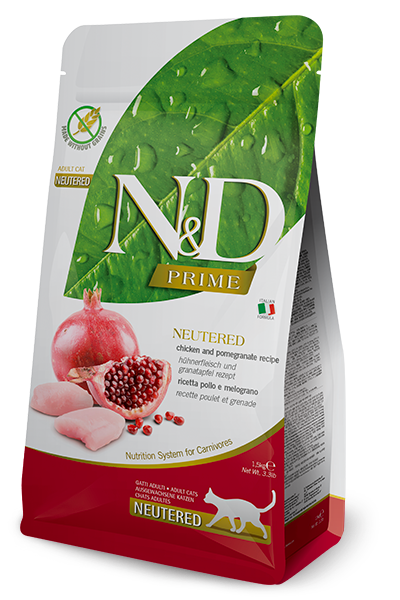 ND Prime Tahılsız Tavuk ve Narlı Kısırlaştırılmış Kedi Maması 1.5kg