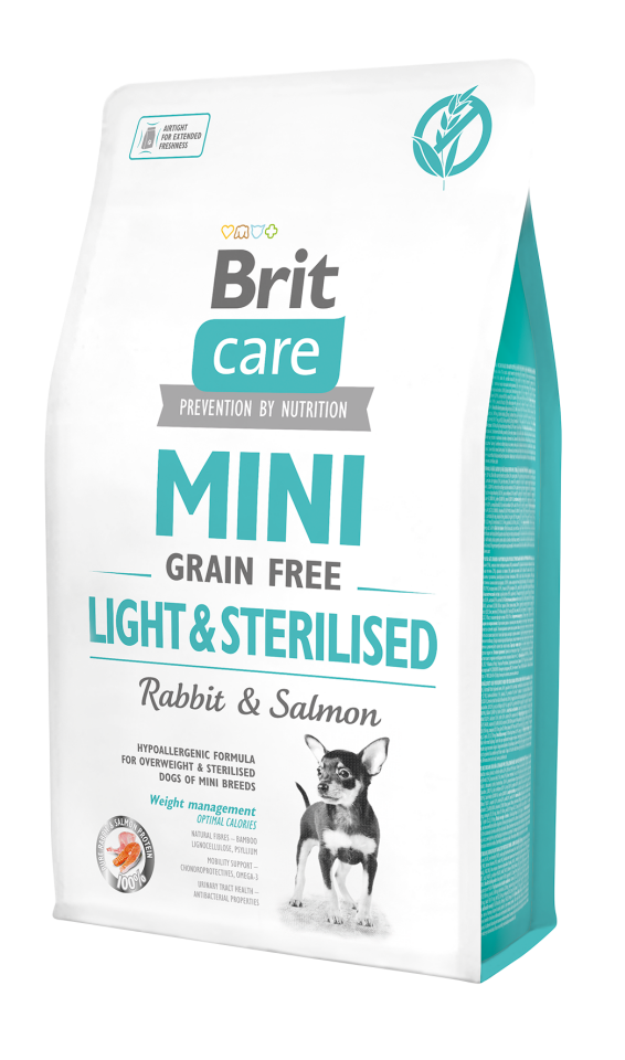 Brit Care Mini Light Tahılsız Tavşan ve Somonlu Kısırlaştırılmış Yetişkin Köpek Maması 2kg
