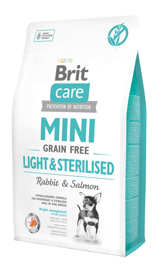 Brit Care Mini Light Tahılsız Tavşan ve Somonlu Kısırlaştırılmış Yetişkin Köpek Maması 2kg