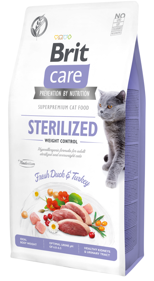 Brit Care Tahılsız Hipoalejenik Kilo Kontrolü için Ördekli Kısırlaştırılmış Kedi Maması 7kg