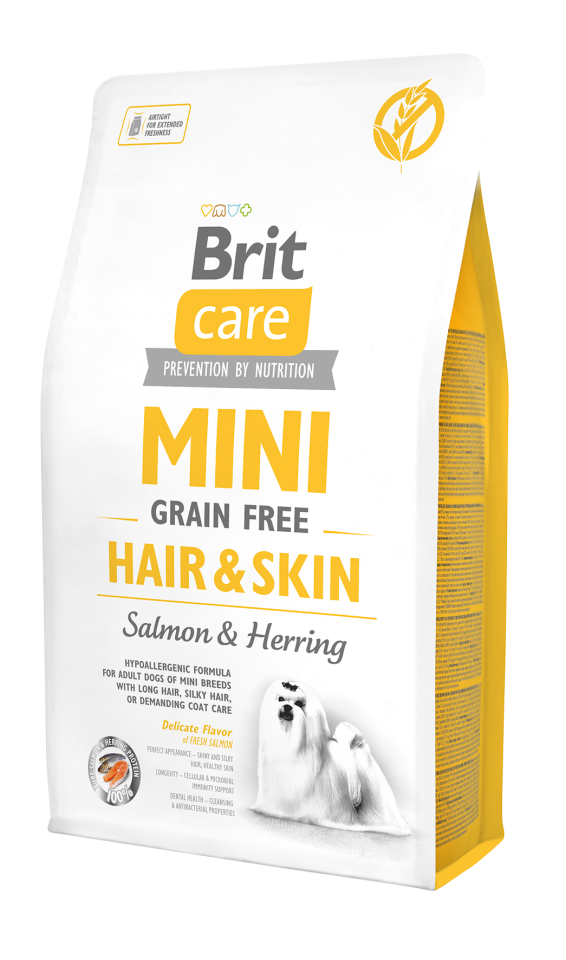 Brit Care Mini Hair&Skin Tahılsız Somon ve Ringa Balıklı Küçük Irk Yetişkin Köpek Maması 2kg