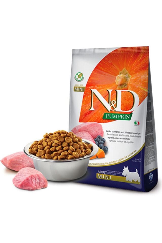 ND Pumpkin Tahılsız Kuzu Eti Balkabağı ve Yaban Mersinli Küçük Irk Yetişkin Köpek Maması 2,5kg