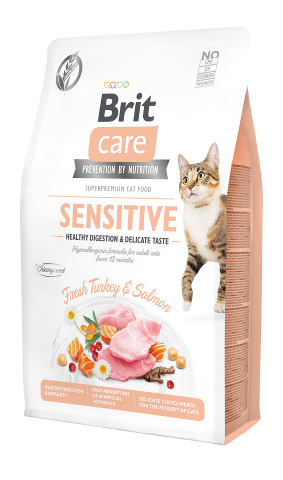 Brit Care Hassas Kediler İçin Hindi ve Somonlu Yetişkin Kedi Maması 2kg