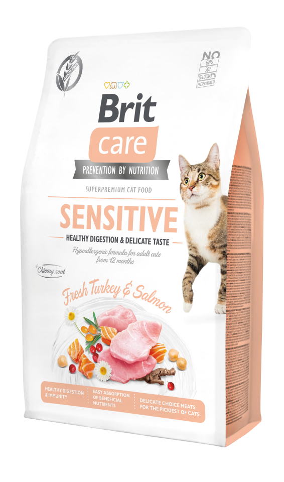 Brit Care Hassas Kediler İçin Hindi ve Somonlu Yetişkin Kedi Maması 2kg
