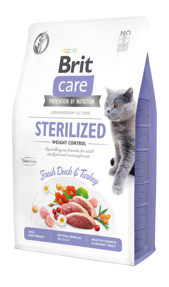 Brit Care Tahılsız Hipoalejenik Kilo Kontrolü için Ördekli Kısırlaştırılmış Kedi Maması 2kg