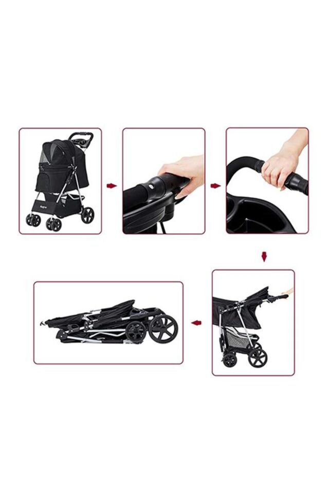 Zampa Favorite Kedi ve Köpek Arabası Pembe 46x78x99 Cm