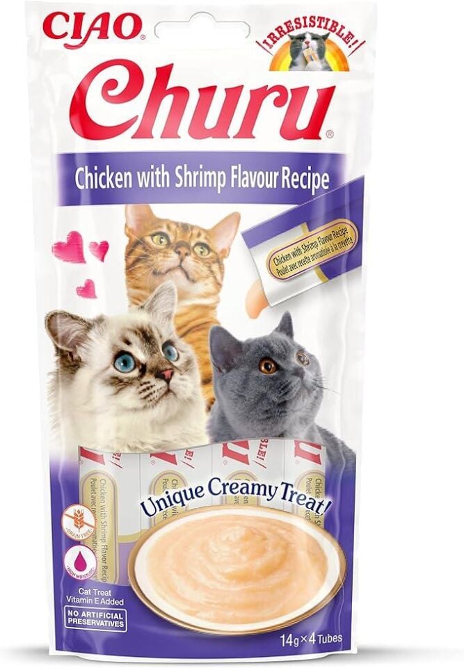 İnaba Ciao Churu Cream Tavuklu ve Karidesli Kedi Krema Ödül Maması 4x14gr