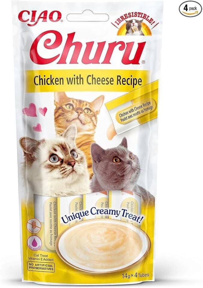 İnaba Ciao Churu Cream Tavuklu ve Peynirli Kedi Krema Ödül Maması 4x14gr