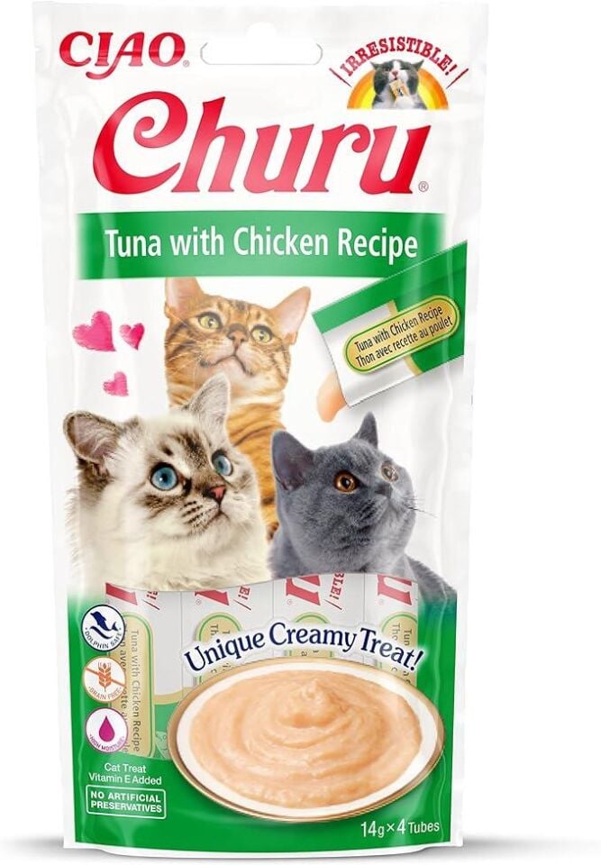 İnaba Ciao Churu Cream Ton Balıklı ve Tavuklu Kedi Krema Ödül Maması 4x14gr