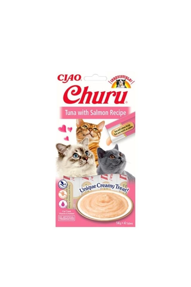 Churu Cream Ton Balıklı Ve Somonlu Kedi Ödül Kreması 4 X 14 Gr