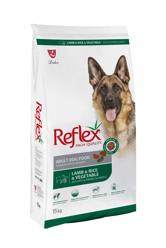 Reflex Kuzulu Pirinçli ve Sebzeli Yetişkin Köpek Maması 15kg