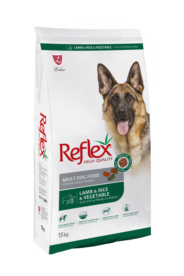 Reflex Kuzulu Pirinçli ve Sebzeli Yetişkin Köpek Maması 15kg