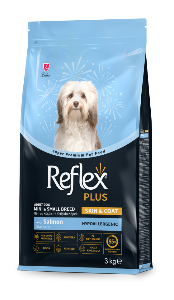 Reflex Plus Skin&Coat Hipoalerjenik Mini Irklar için Somonlu Yetişkin Köpek Maması 3 kg