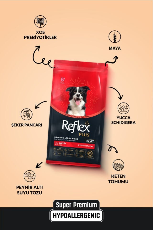 Plus Hypoallergenic Kuzu Etli Orta Ve Büyük Irk Yetişkin Köpek Maması 12 kg