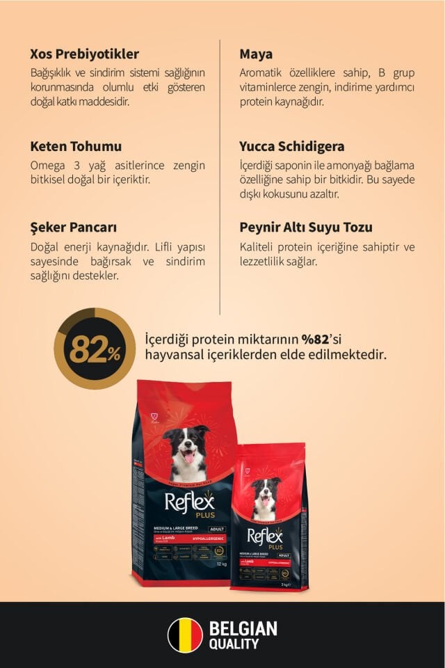 Plus Hypoallergenic Kuzu Etli Orta Ve Büyük Irk Yetişkin Köpek Maması 12 kg