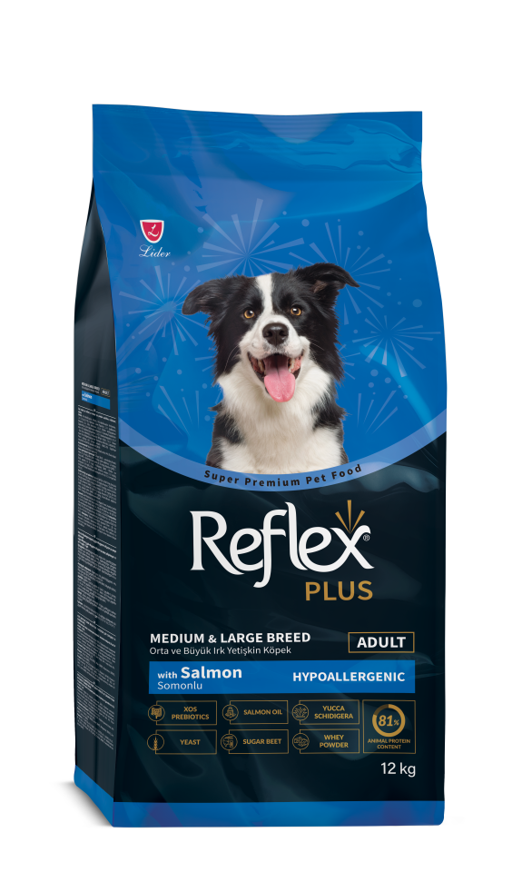 Reflex Plus Hypoalerjenik Somonlu Orta ve Büyük Irk Yetişkin Köpek Maması 12 kg