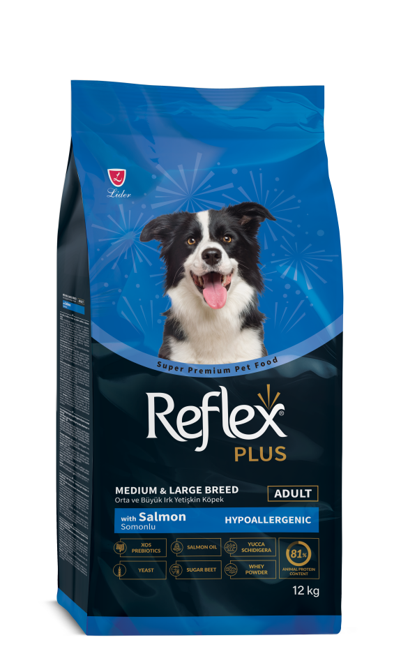 Reflex Plus Hypoalerjenik Somonlu Orta ve Büyük Irk Yetişkin Köpek Maması 12 kg