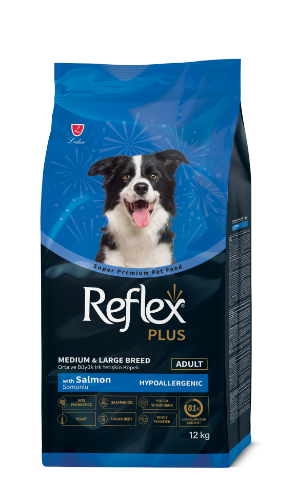 Reflex Plus Hypoalerjenik Somonlu Orta ve Büyük Irk Yetişkin Köpek Maması 12 kg