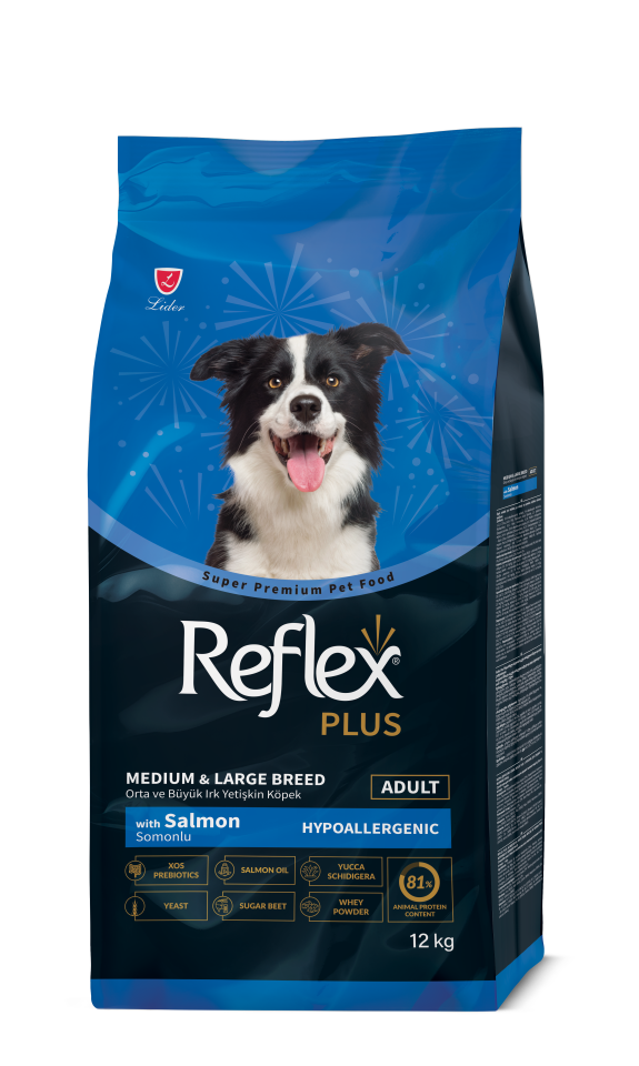 Reflex Plus Hypoalerjenik Somonlu Orta ve Büyük Irk Yetişkin Köpek Maması 12 kg