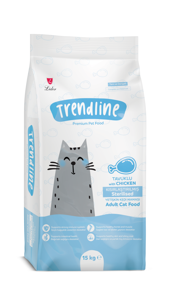 Trendline Kisirlastirilmis Tavuklu Yetişkin Kedi Maması 15 Kg