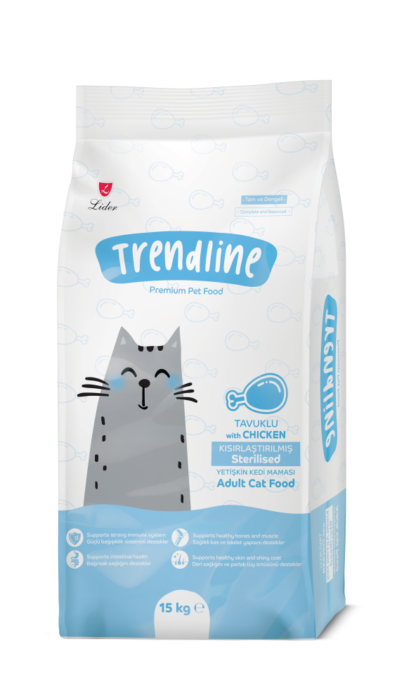 Trendline Kisirlastirilmis Tavuklu Yetişkin Kedi Maması 15 Kg