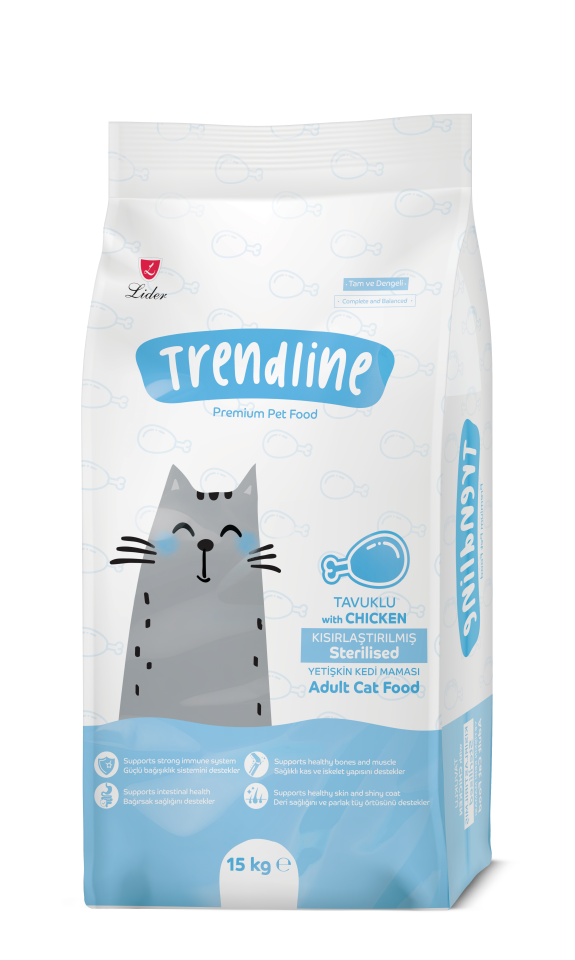 Trendline Kisirlastirilmis Tavuklu Yetişkin Kedi Maması 15 Kg