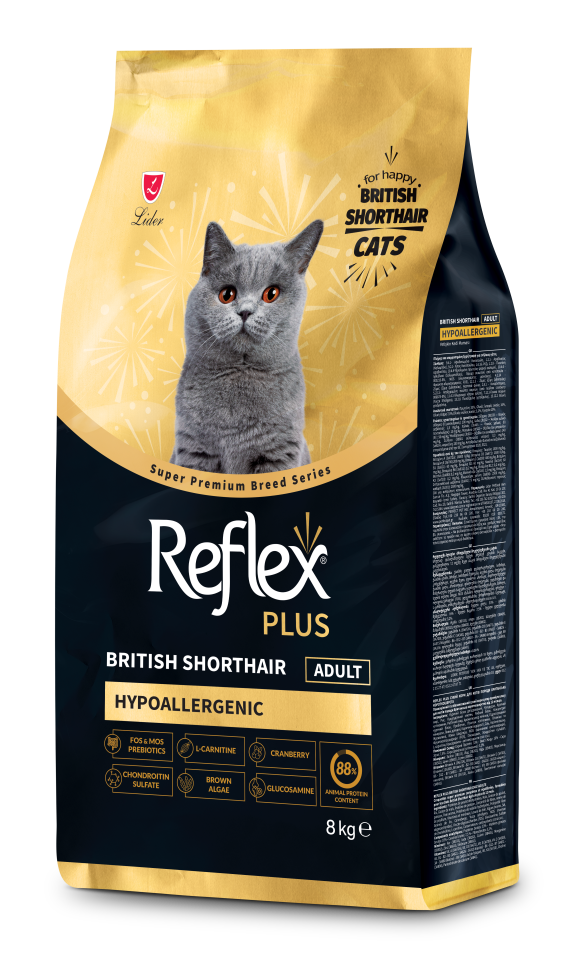 Reflex Plus British Shorthair Yetişkin Kedi Maması 8 Kg