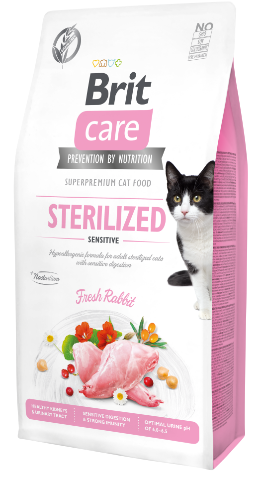 Brit Care Tahılsız Hipoalerjenik Hassas Kediler için Tavşanlı Kısırlaştırılmış Kedi Maması 7kg