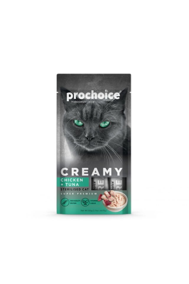 ProChoice Creamy Kısırlaştırılmış Kediler İçin Tavuklu ve Tuna 4x15 gr
