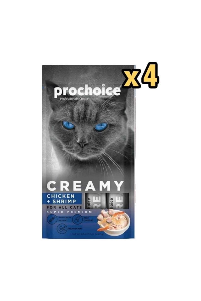 ProChoice Creamy Tavuklu Karidesli Likit Ödül 4 x 15 gr