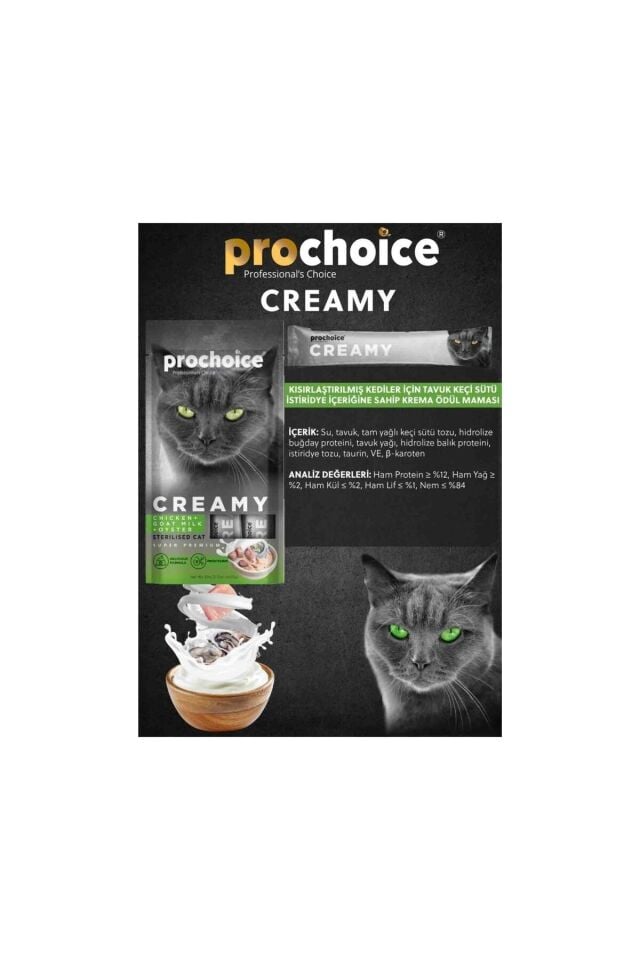 ProChoice Creamy Tavuklu Keçi Sütlü Likit Ödül 4 x 15 gr